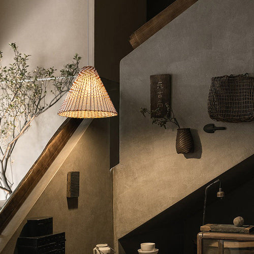 Boho Handmade Woven Rattan Pendant Light