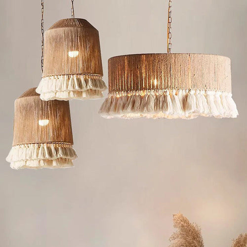 Boho Handmade Rope Round Pendant Light