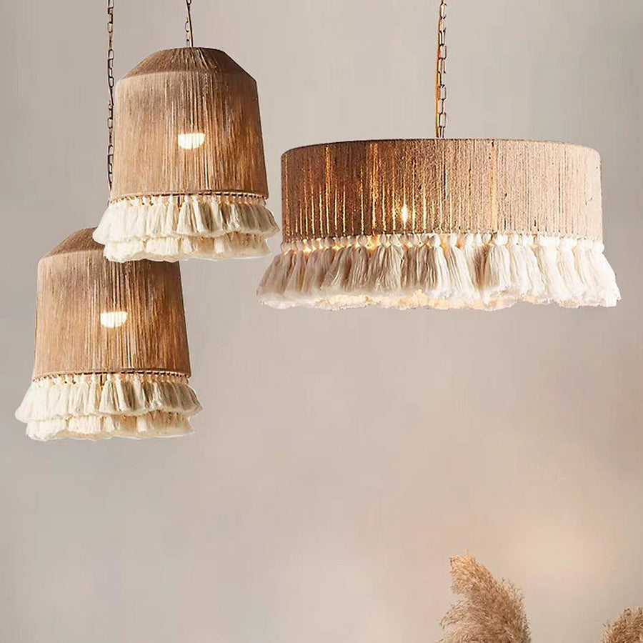 Boho Handmade Rope Round Pendant Light