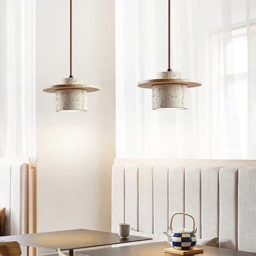AetherGlow - Travertine Pendant Light