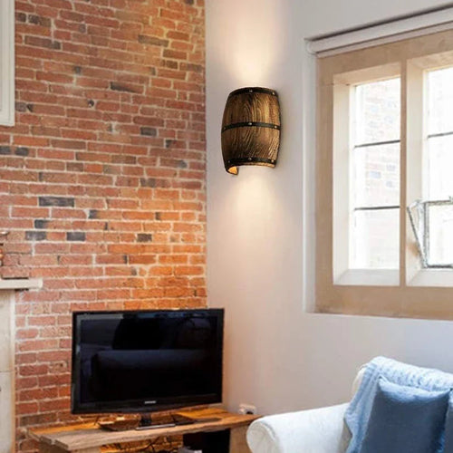 RetroCask - Wooden Wall Lamp | Vintage Barrel Design for Ambient Lighting