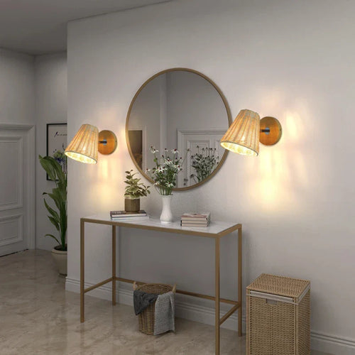 EcoLume - Rotating Woven Wall Lamp | Sustainable and Stylish