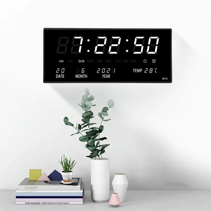 Stylish LED Wall Clock in Plastic and Mirror Glass