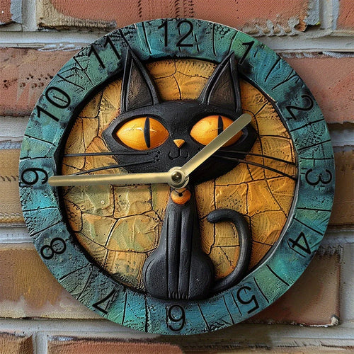 CircleDesign – Silent Aluminium Wall Clock with Cat Motif