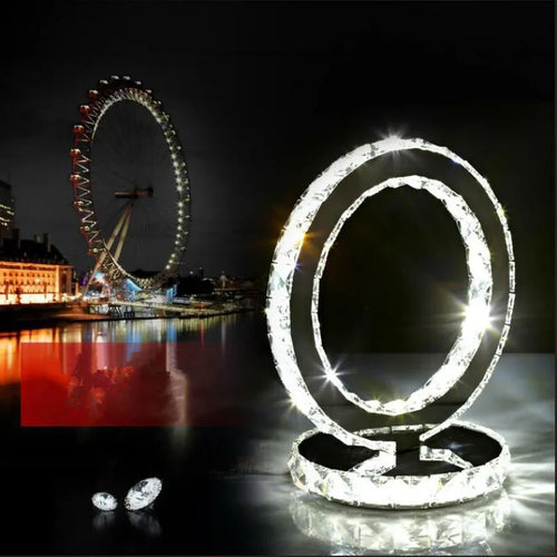 LumiCrystal – Modern Crystal Table Lamp with LED Lighting, Luxury Ring Design