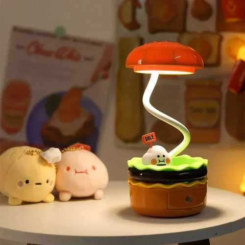 LumiGlow - LED Hamburger Night Light with Pencil Sharpener, Creative Desk Lamp