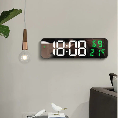 LED Digital Wall Clock with Temperature and Humidity Display