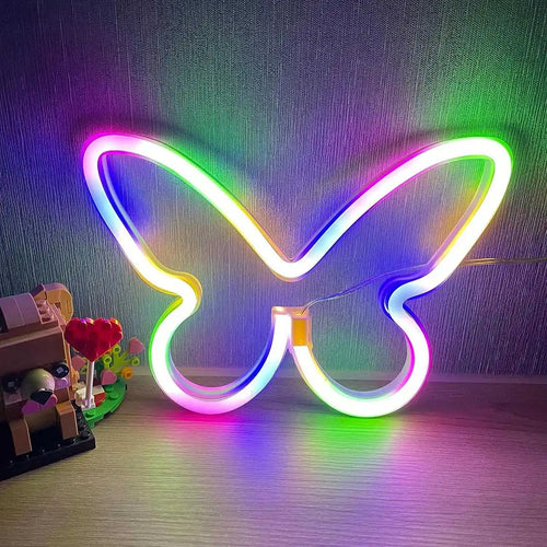 GlowWings - LED Butterfly Lamp, Colorful Neon Decoration for Children's Room and Bedroom