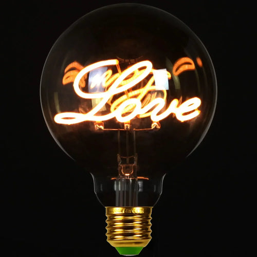 RetroLED – Vintage Table Lamp with Wooden Base and LED Lamp with Inscription