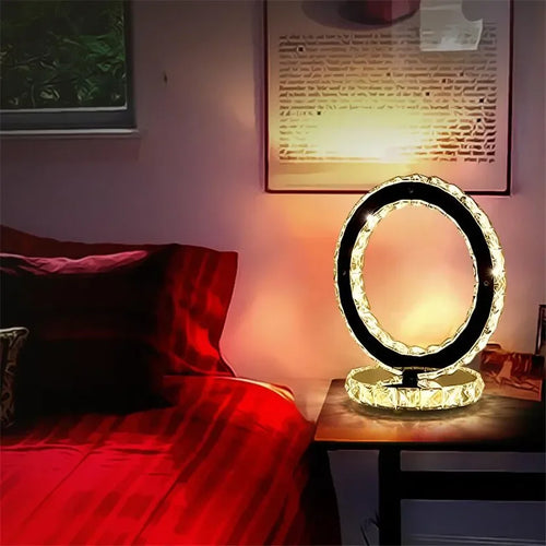 LumiCrystal – Modern Crystal Table Lamp with LED Lighting, Luxury Ring Design