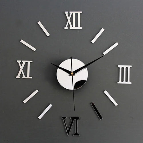 3D Mirror – Roman Numeral DIY Wall Clock for Modern Décor