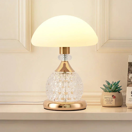 GlowMush - Decorative LED Table Lamp in Crystal Mushroom Design, Vintage Ambient Lighting
