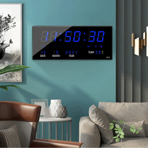 Stylish LED Wall Clock in Plastic and Mirror Glass
