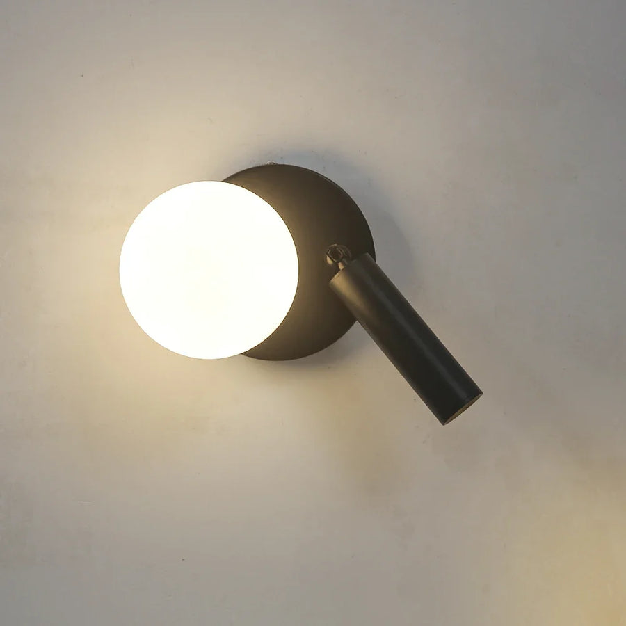 NordicLux - Modern LED Bedside Lamp Rotating Glass Wall Lamp Bedroom and Living Room Decor