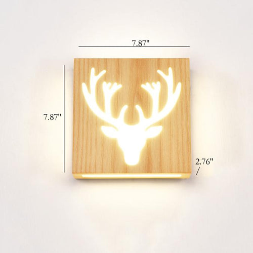 NatureShine - Modern Solid Wood LED Wall Light with Playful Motif