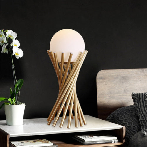 LumiGlobe - Modern Golden Table Lamp with LED Lighting