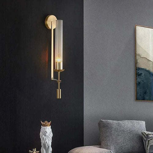 NordicRetro - Gold Wall Lamp with Glass Tube