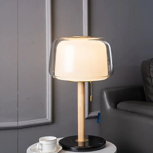 LumeHaven – Night Light with Wooden Base and LED Lighting