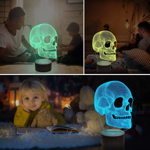 GlowSkull - 3D LED Night Light for Children with Color Change and Remote Control