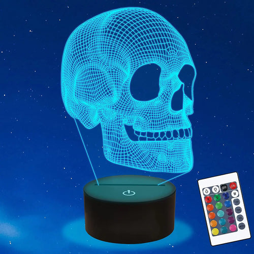 GlowSkull - 3D LED Night Light for Children with Color Change and Remote Control