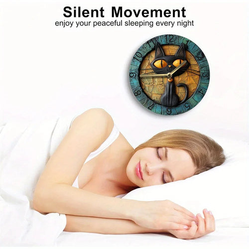 CircleDesign – Silent Aluminium Wall Clock with Cat Motif