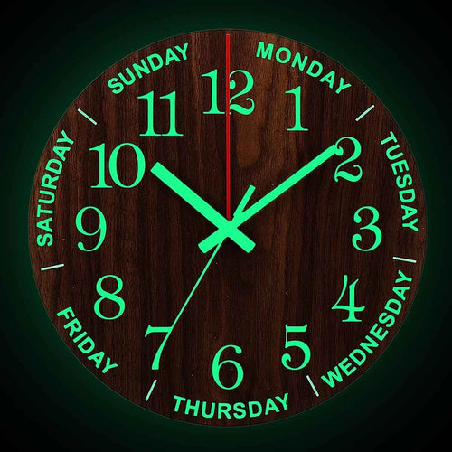 GlowClock – Silent Wooden Wall Clock with Night Light