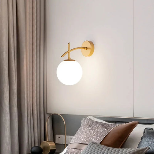 LumiWall - Glass Bedroom Lighting Black Gold Sconce