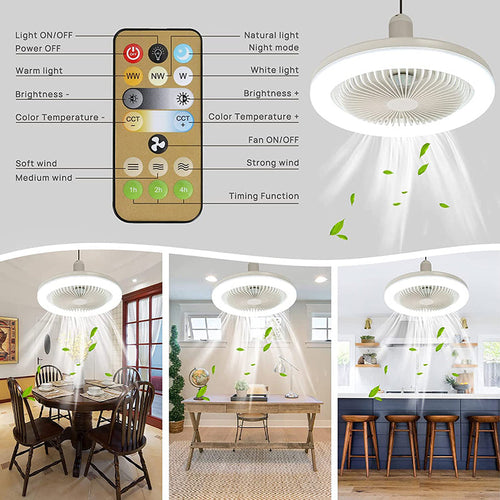 Ceiling Fan with Light – Fits Any Light Socket, with Remote Control