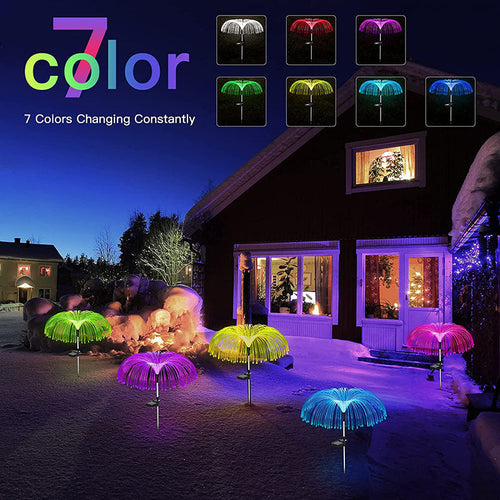 3-Pack Solar Fiber Optic Lights with Jellyfish Design for the Garden