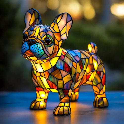 Stained Glass Dog Table Lamp - Tiffany Style Decorative Animal Lamp