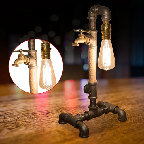 SteamLume – Steampunk Table Lamp with Industrial Vintage Design, Retro Decorative Lighting