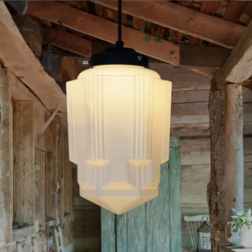 FrostGeo - Vintage Geometric Frosted Glass Pendant Light for Dining and Living Room