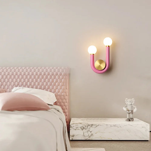 PinkLume – Modern U-Shaped LED Wall Lamp for Bedroom and Children's Room