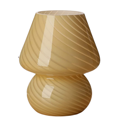 Mushroom Lamp - Vintage Glass Night Light with Stripes