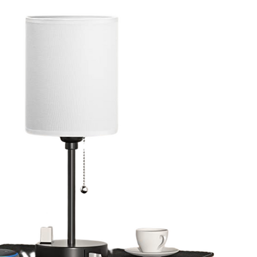 Bedroom Lamp - 3 Color Temperatures, USB-C and USB-A Ports, Pull Cord Table Lamp with AC Outlet