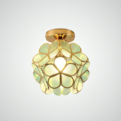 Retro Style Colored PVC Ceiling Light with Floral Pattern