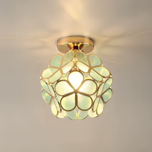 Retro Style Colored PVC Ceiling Light with Floral Pattern