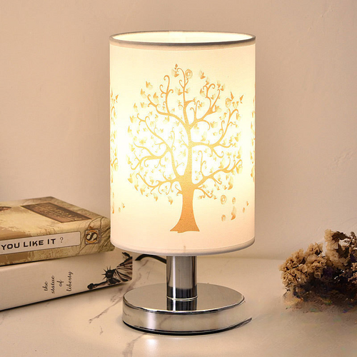 CylinderLetter - Minimalist White Table Lamp with Wooden Shade