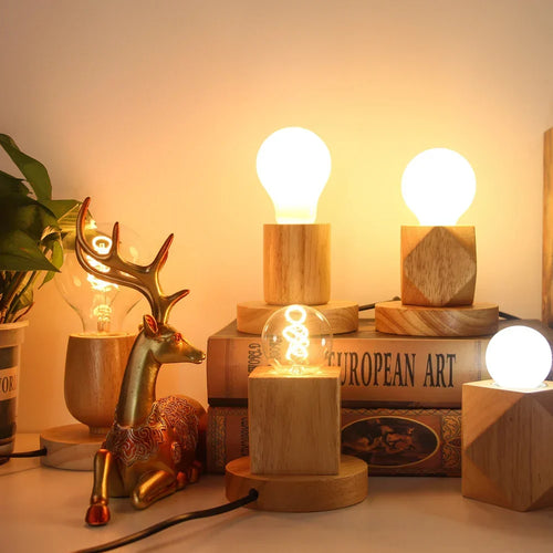 RetroWood – Wooden Table Lamp with Light Bulb for Atmospheric Lighting