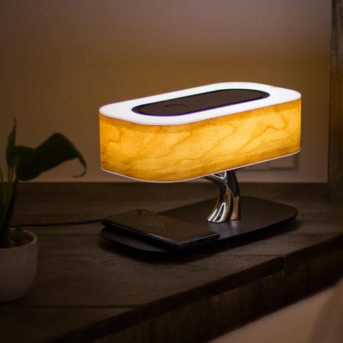 LumeFusion - Modern Table Lamp with Wireless Charging and Bluetooth Speakers