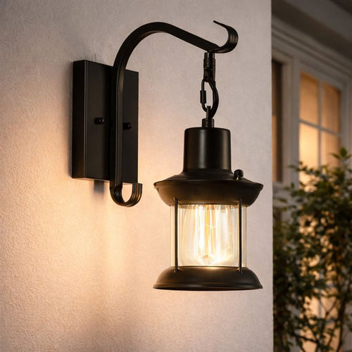 Vintage Black LED Wood Metal Wall Light - Living/Bedroom