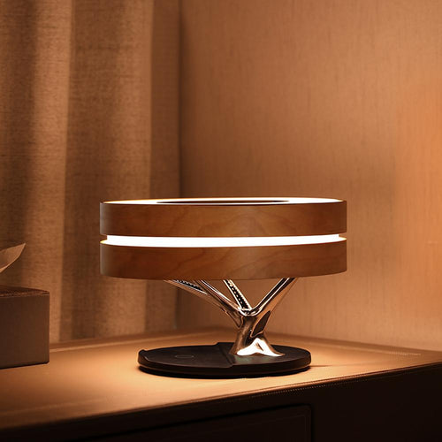 Circle of Life Lamp - Round Wooden Table Lamp