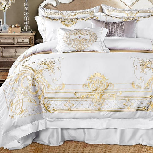 Ivy Gold Forest White & Gold Duvet Cover Set (Egyptian Cotton)