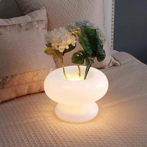 GlassGlow – Modern Round White Glass Table Lamp