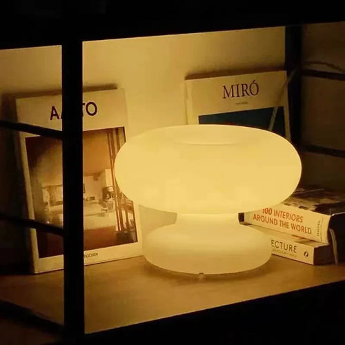 GlassGlow – Modern Round White Glass Table Lamp