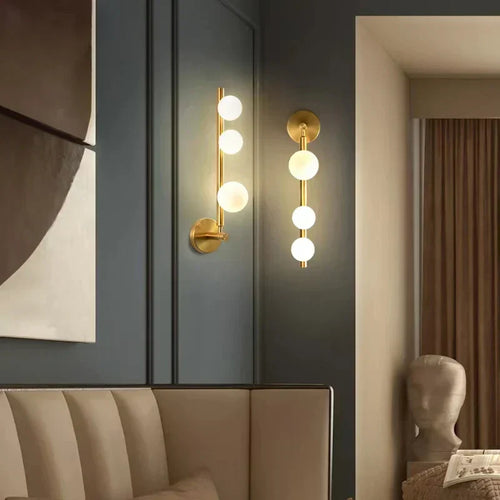 GoldenSphere - Modern Gold Wall Lamp with Glass Globes