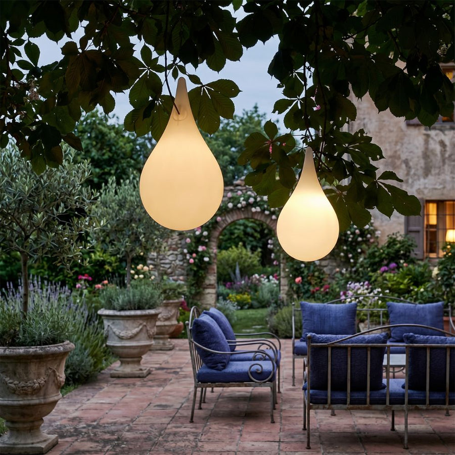 Decorative Outdoor LED Lamp – Teardrop Shape with Alabaster Shade