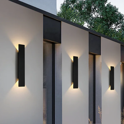 Outdoor Wall Sconces with Dual-Direction Lighting – Aluminium, Minimalist