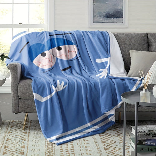 Glam Style Reversible Anime Flannel Blanket – Digital Print, Hypoallergenic, All-Season Knit Bedding – Polyester, Lightweight Gift for Sofa, Travel & Camping