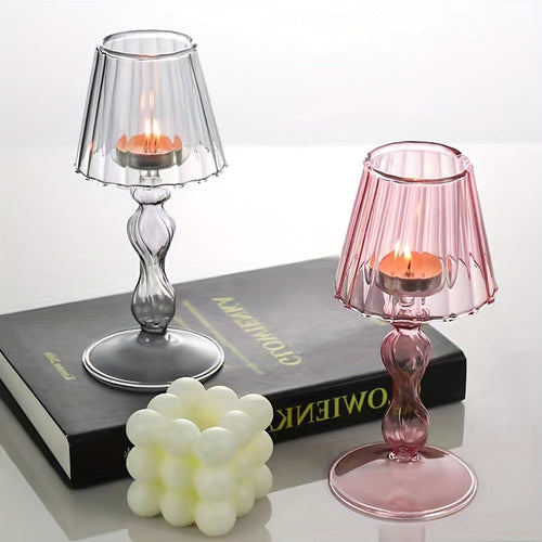 CrystalGlow - Decorative Glass Table Lamp and Candle Holder